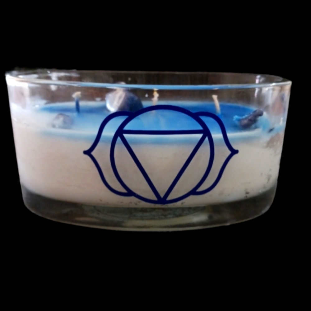 Third Eye Chakra 3 wick candle with sodalite crystal